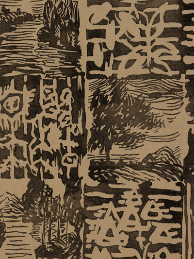 checkerboard block print kraft wallpaper chris benz black