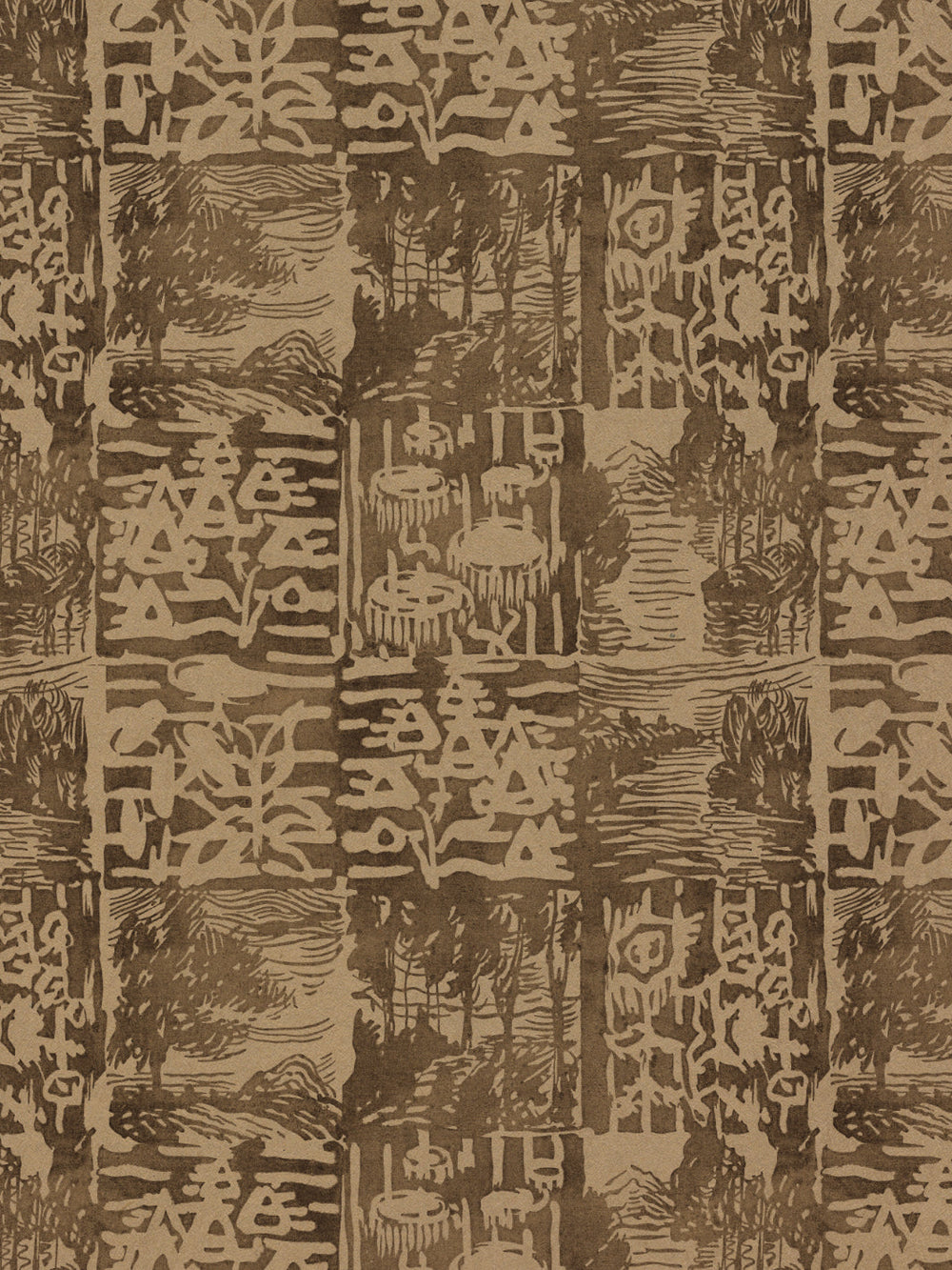 checkerboard block print kraft wallpaper chris benz silt