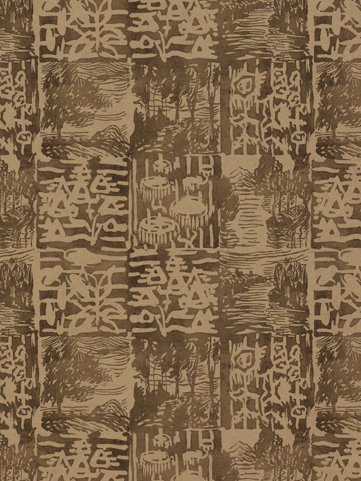 checkerboard block print kraft wallpaper chris benz silt