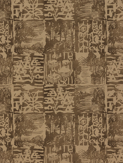 checkerboard block print kraft wallpaper chris benz silt