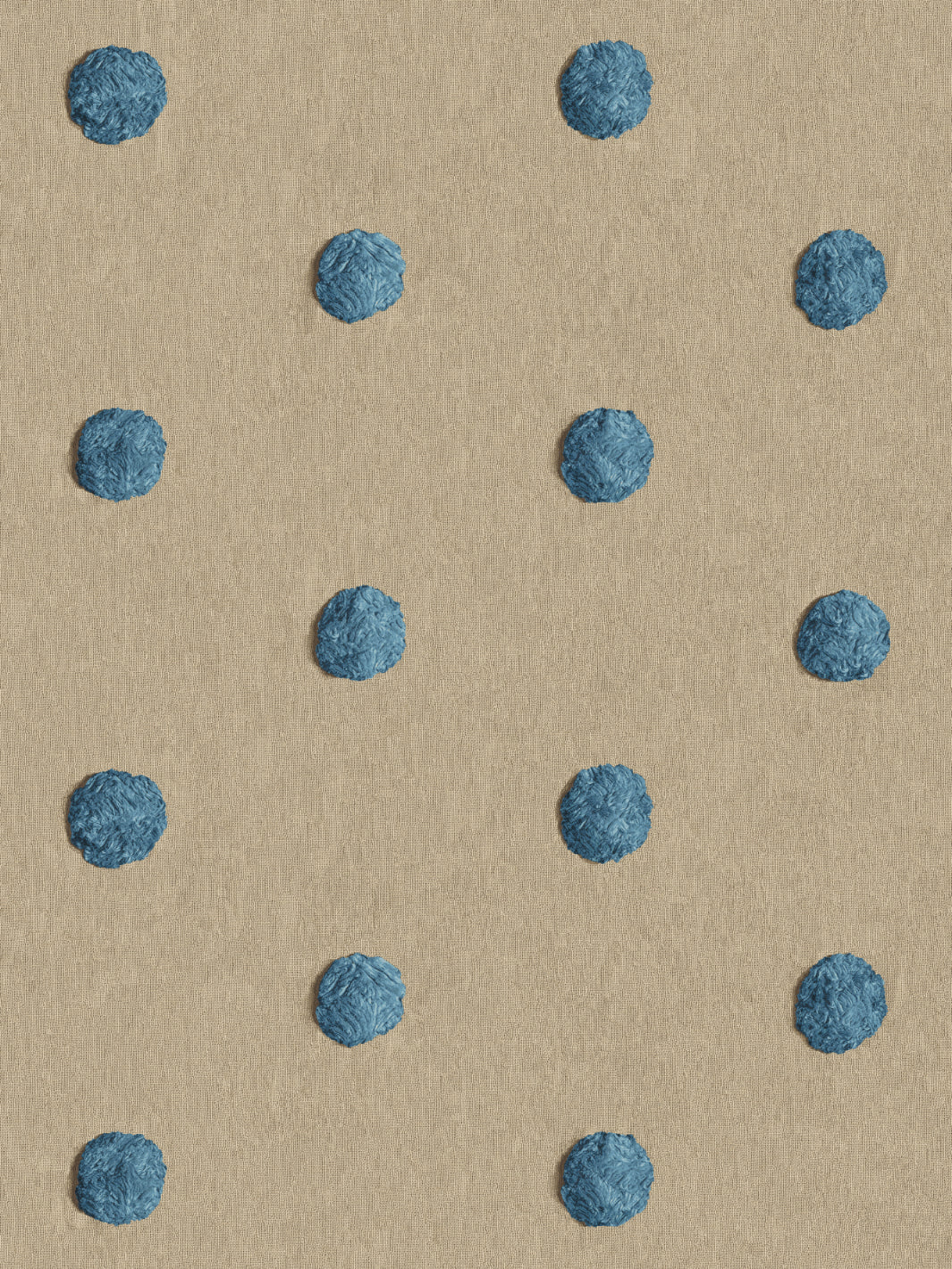 'Chenille Dots Large' Wallpaper by Chris Benz - Blue On Taupe