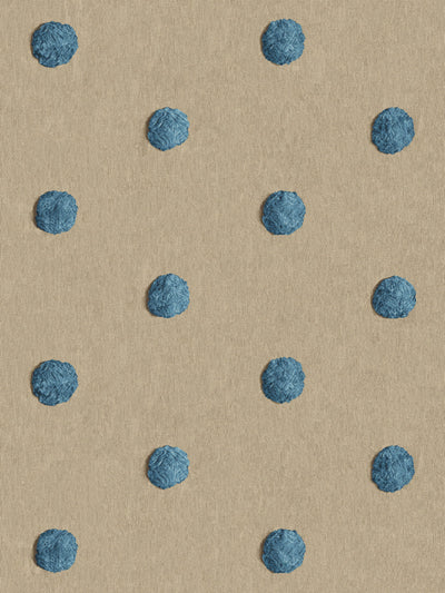 'Chenille Dots Large' Wallpaper by Chris Benz - Blue On Taupe