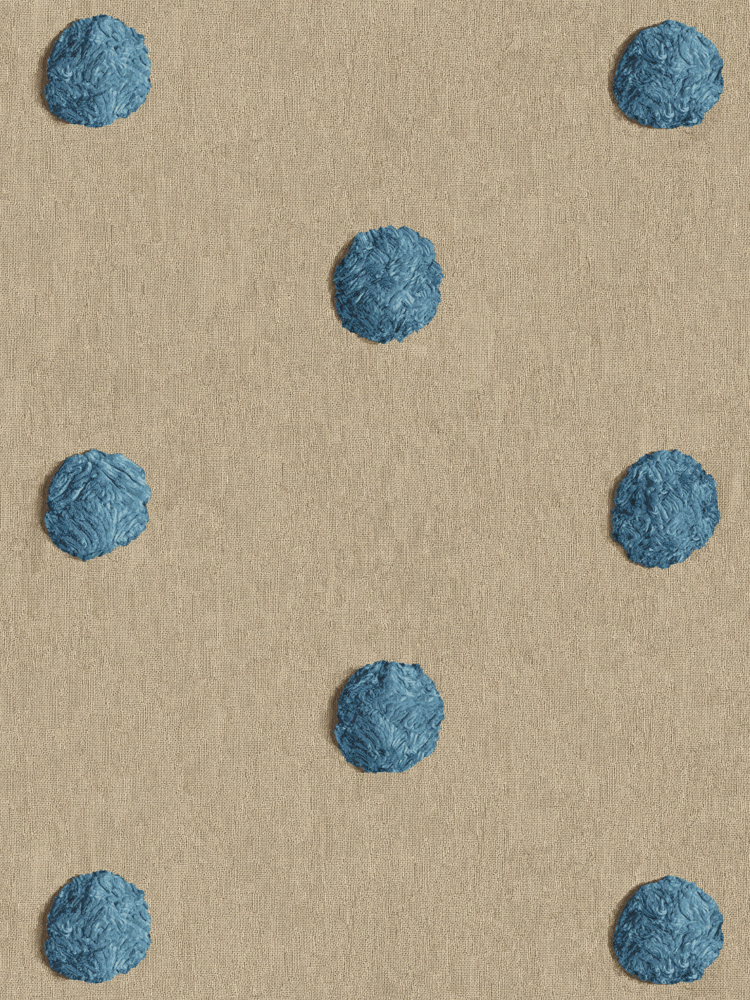 'Chenille Dots Large' Wallpaper by Chris Benz - Blue On Taupe