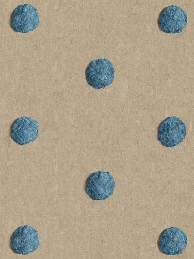 'Chenille Dots Large' Wallpaper by Chris Benz - Blue On Taupe