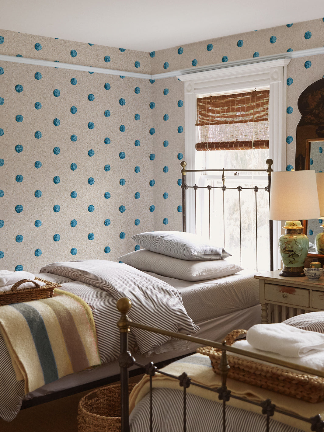 'Chenille Dots Large' Wallpaper by Chris Benz - Blue