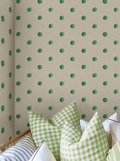 'Chenille Dots Large' Wallpaper by Chris Benz - Green