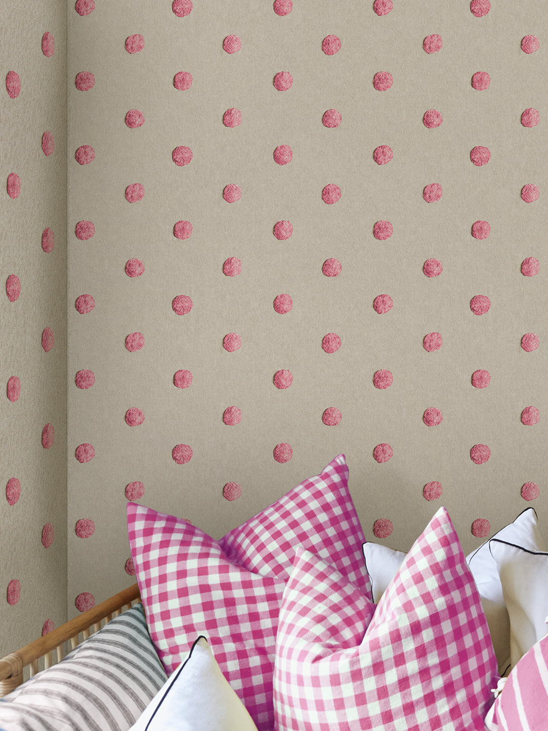 'Chenille Dots Large' Wallpaper by Chris Benz - Pink