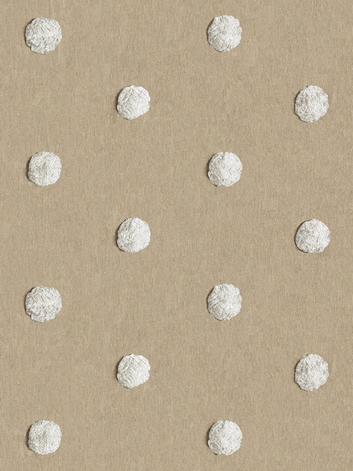 'Chenille Dots Large' Wallpaper by Chris Benz - White on Taupe