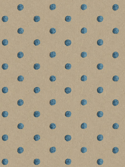 'Chenille Dots Small' Wallpaper by Chris Benz - Blue On Taupe
