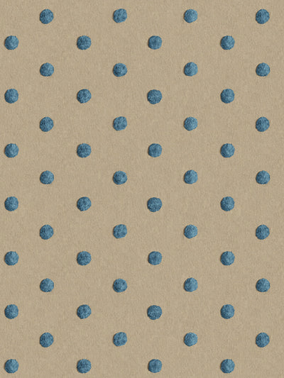 'Chenille Dots Small' Wallpaper by Chris Benz - Blue On Taupe