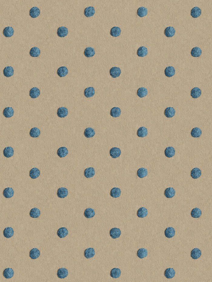 'Chenille Dots Small' Wallpaper by Chris Benz - Blue On Taupe