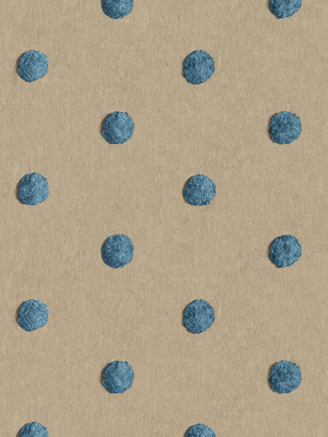 'Chenille Dots Small' Wallpaper by Chris Benz - Blue On Taupe