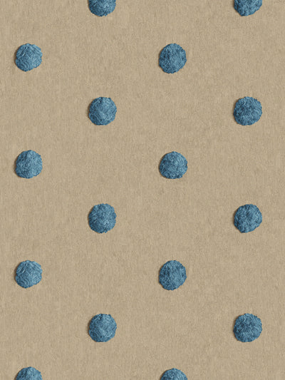 'Chenille Dots Small' Wallpaper by Chris Benz - Blue On Taupe