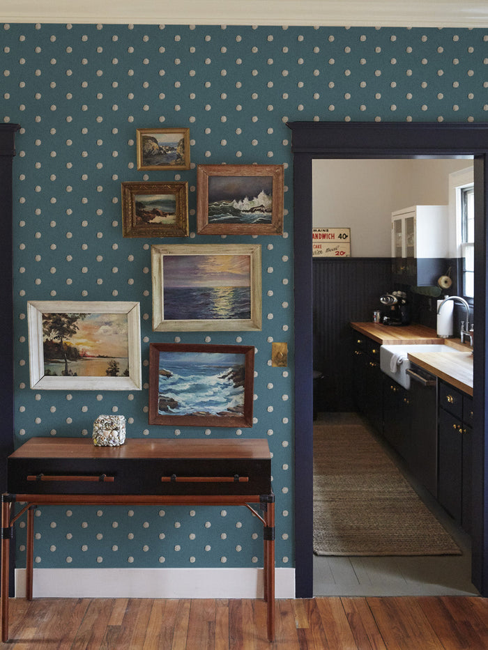 'Chenille Dots Small' Wallpaper by Chris Benz - Deep Blue