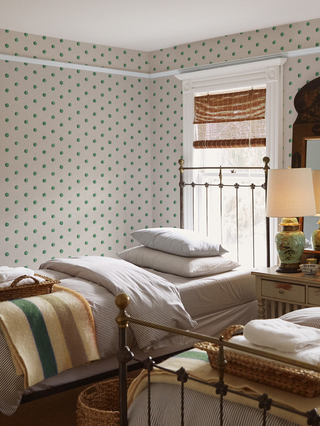 'Chenille Dots Small' Wallpaper by Chris Benz - Green