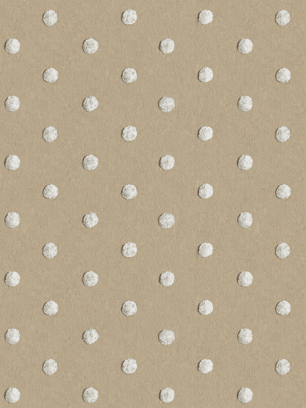 'Chenille Dots Small' Wallpaper by Chris Benz - White on Taupe