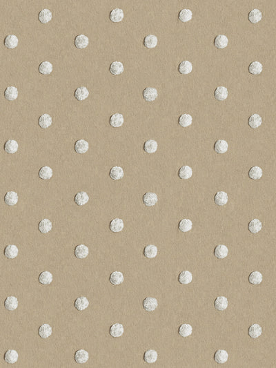 chenille dots small wallpaper chris benz white on taupe