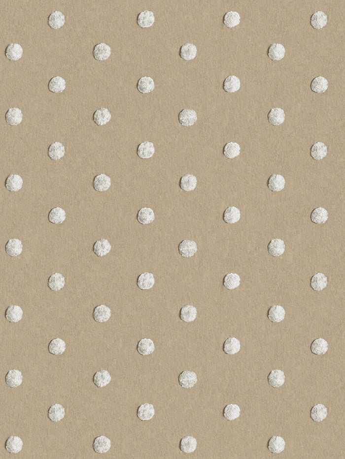 'Chenille Dots Small' Wallpaper by Chris Benz - White on Taupe