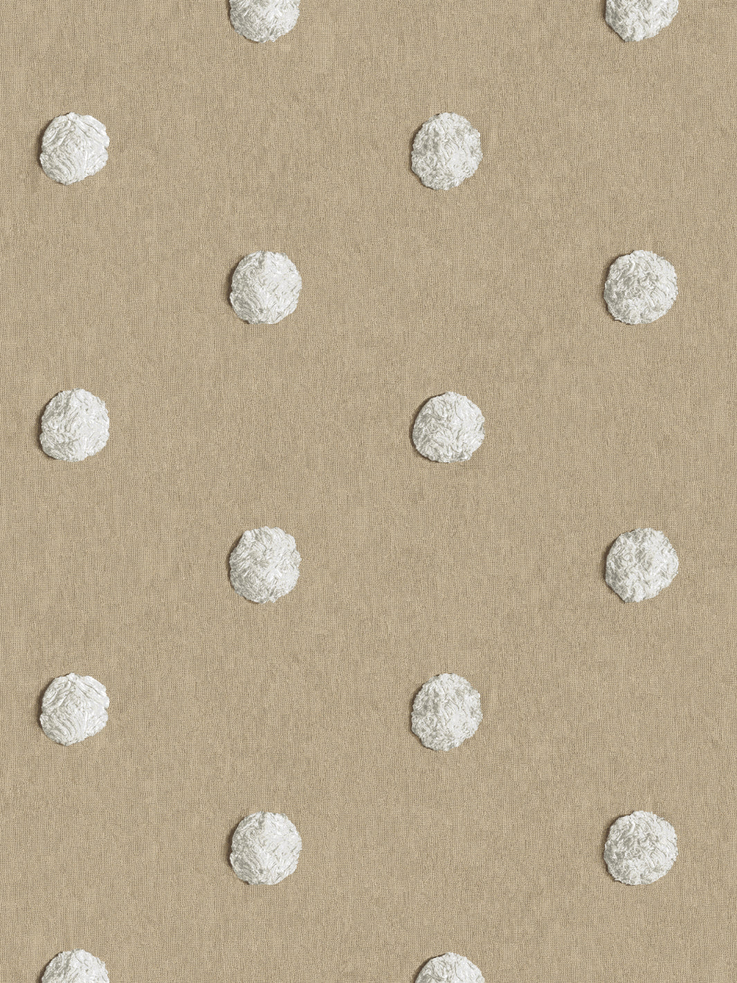 chenille dots small wallpaper chris benz white on taupe