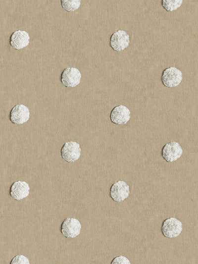 chenille dots small wallpaper chris benz white on taupe