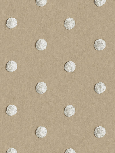 'Chenille Dots Small' Wallpaper by Chris Benz - White on Taupe