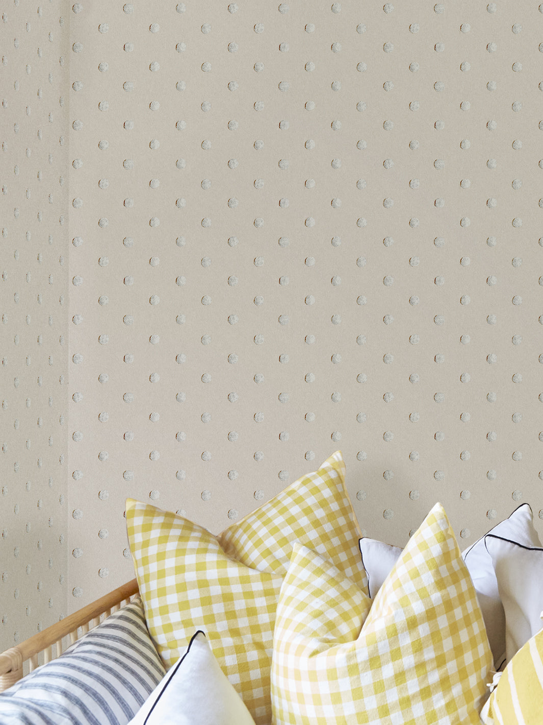 'Chenille Dots Small' Wallpaper by Chris Benz - White