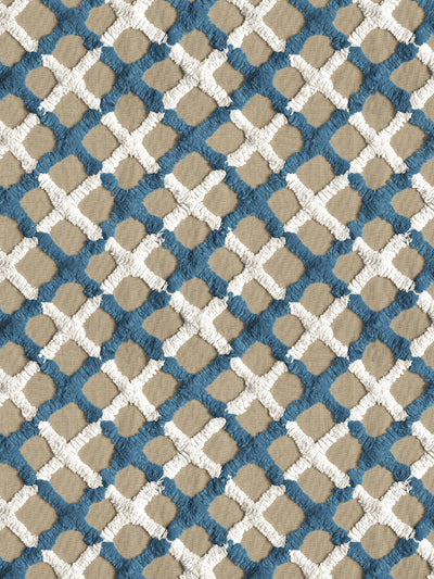 'Chenille Quilt' Wallpaper by Chris Benz - Blue on Taupe