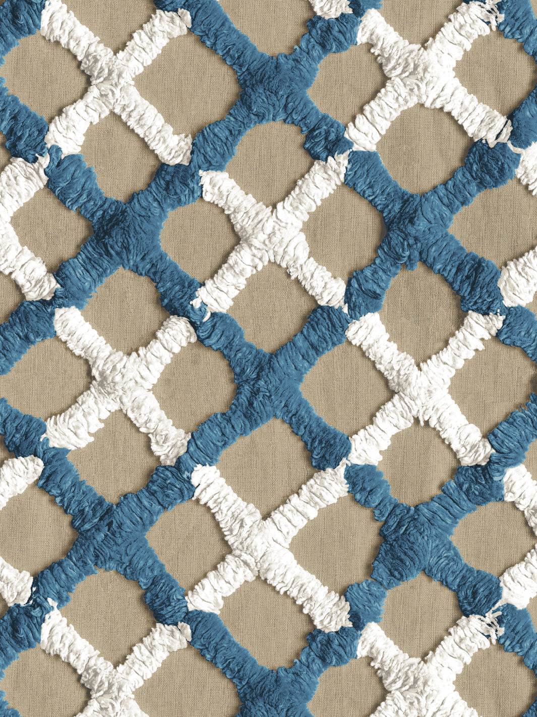 chenille quilt wallpaper chris benz blue on taupe