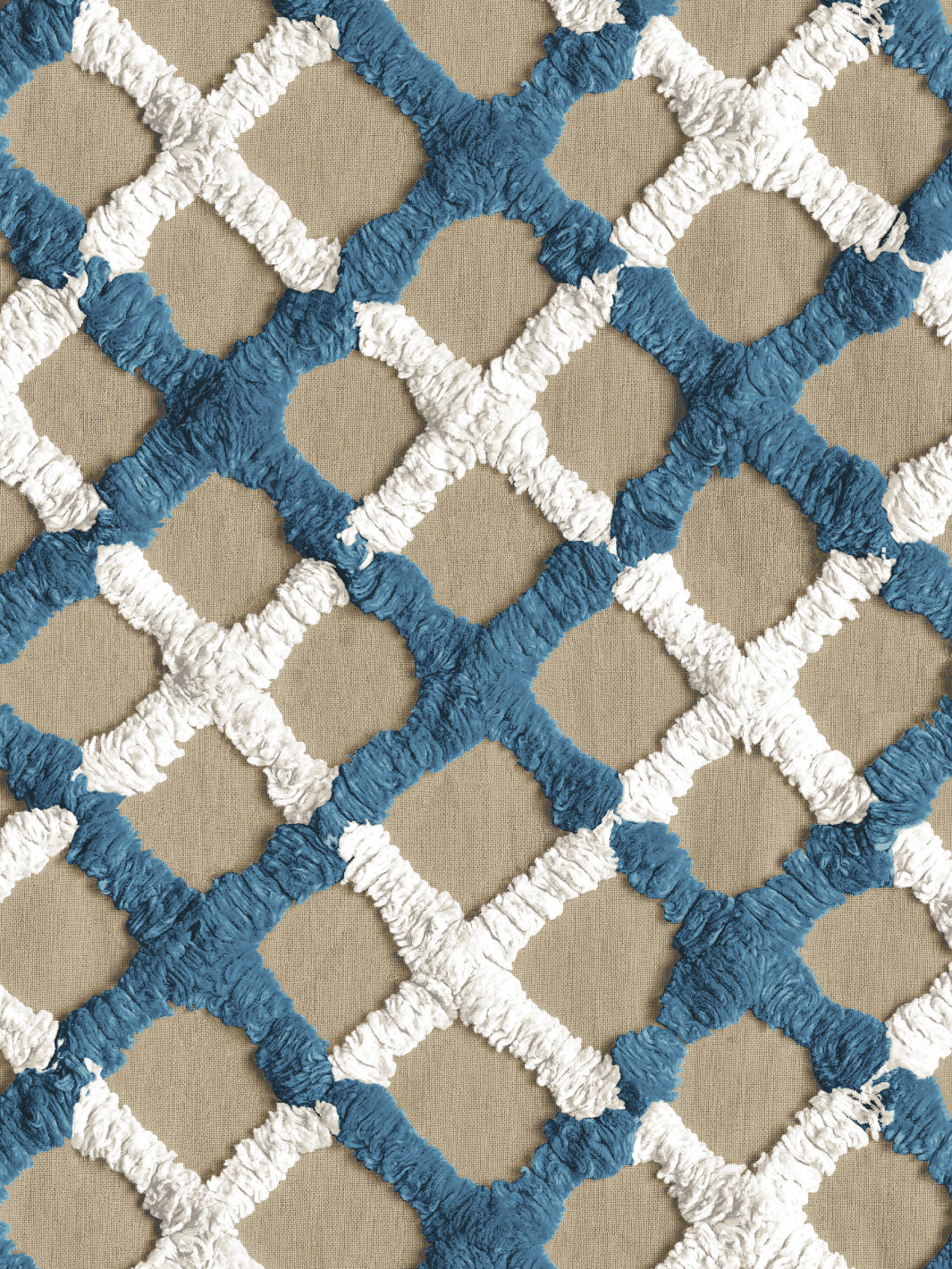 'Chenille Quilt' Wallpaper by Chris Benz - Blue on Taupe