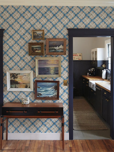 chenille quilt wallpaper chris benz blue