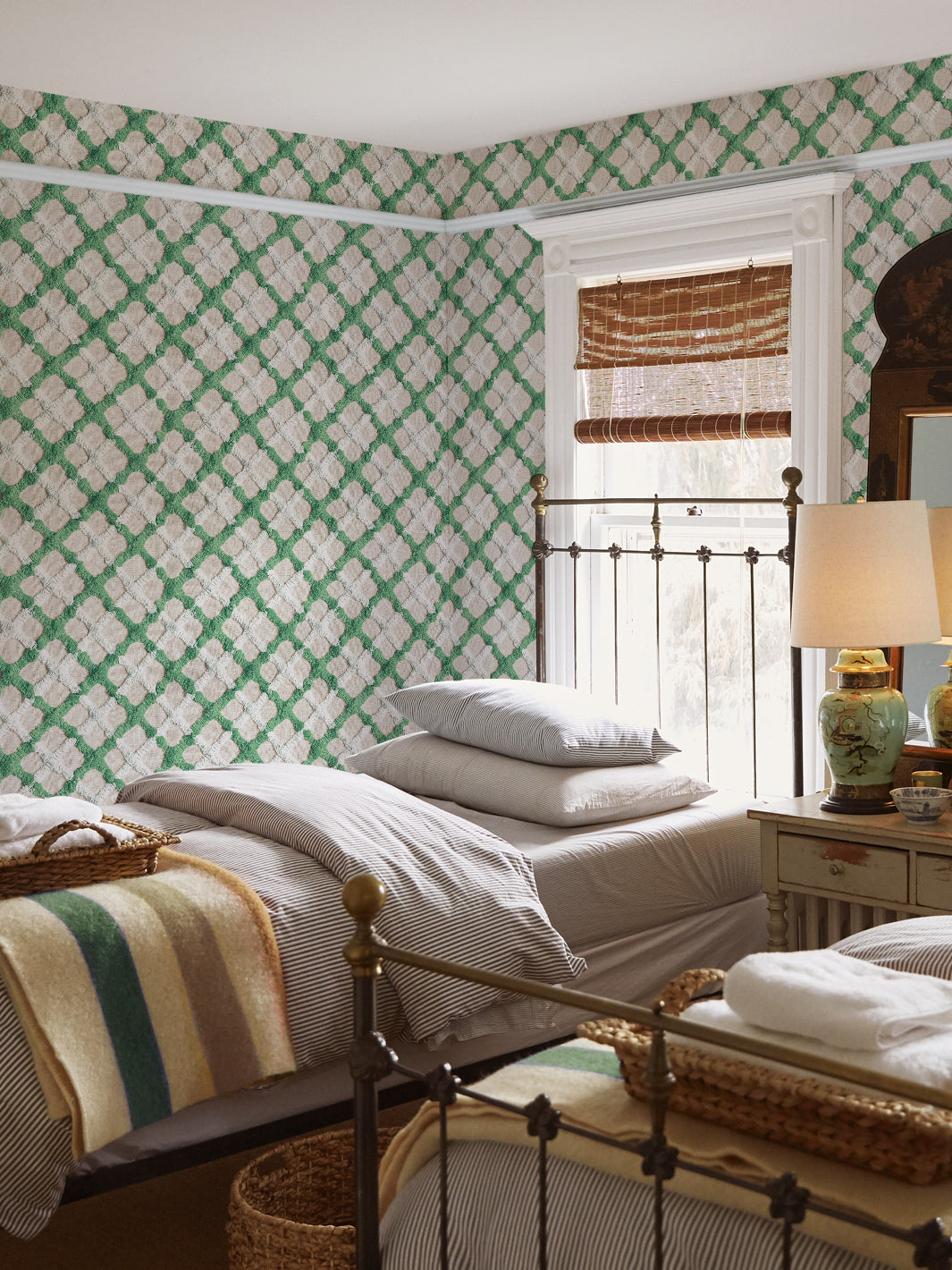 chenille quilt wallpaper chris benz green
