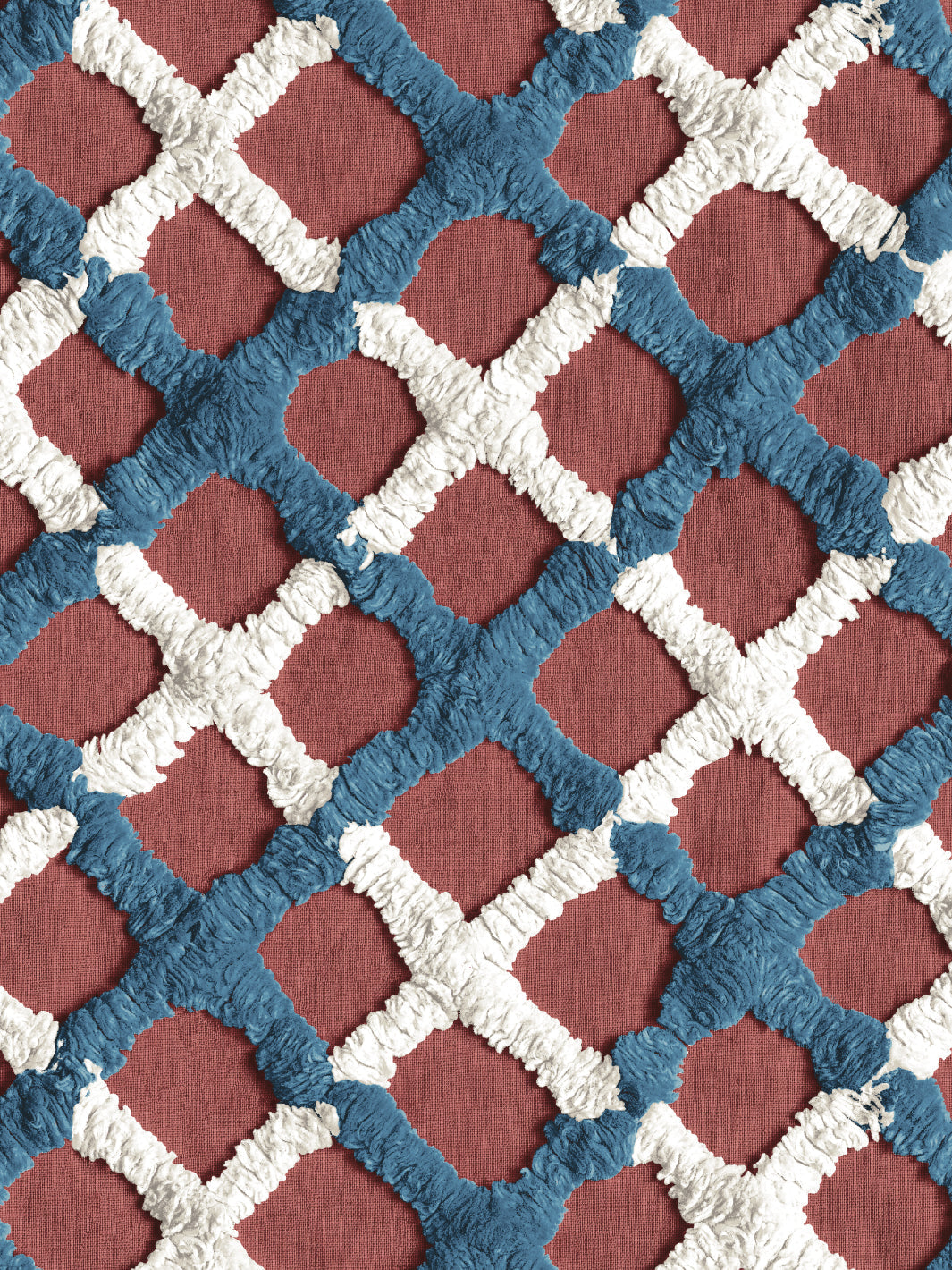 chenille quilt wallpaper chris benz red blue white