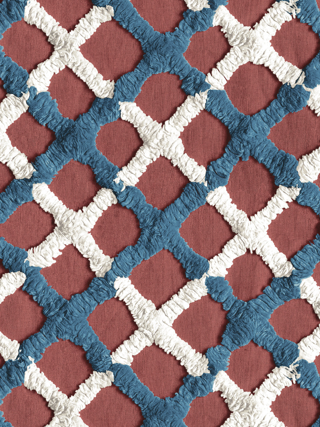 'Chenille Quilt' Wallpaper by Chris Benz - Red Blue + White