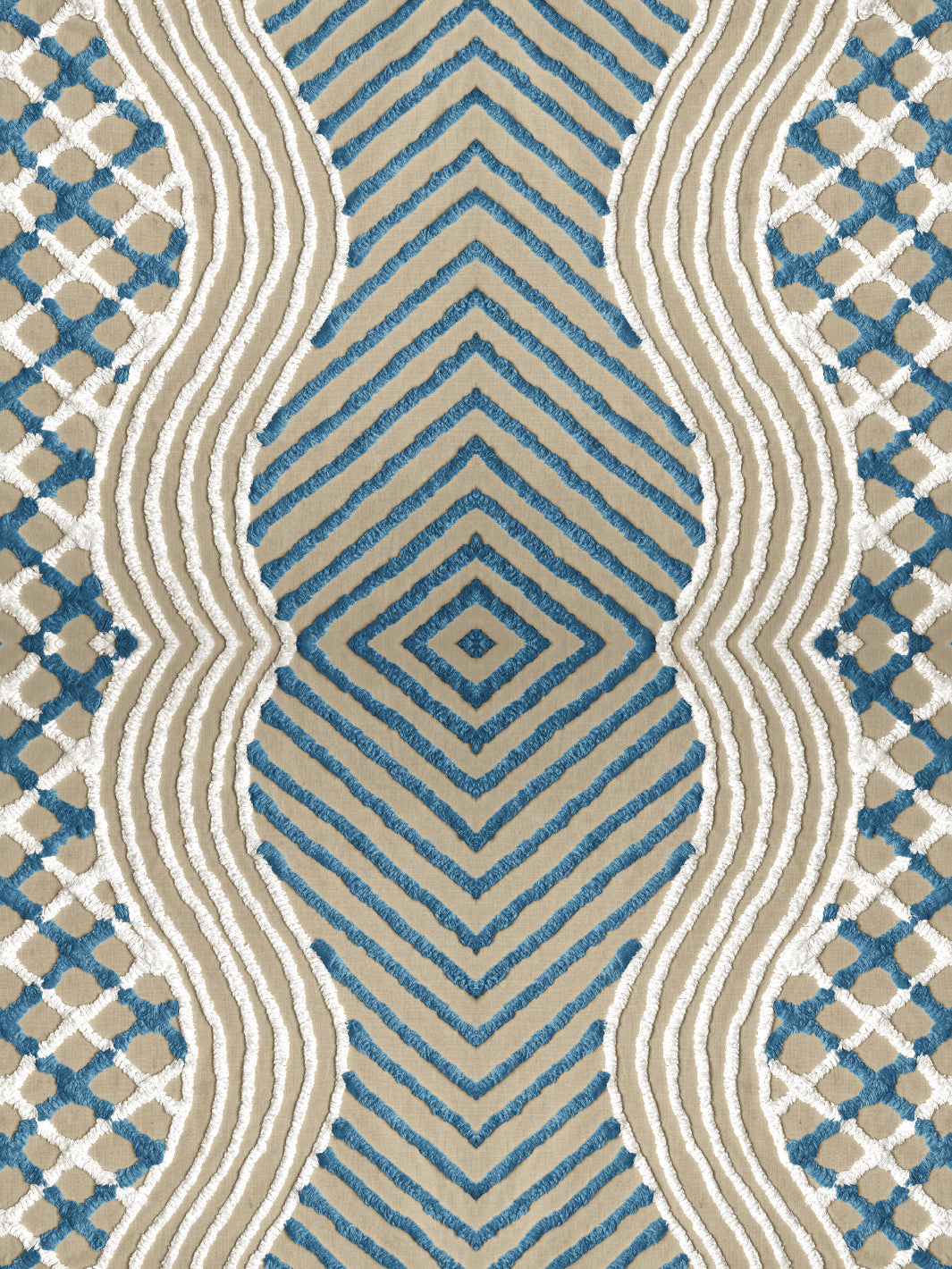 chenille stripe wallpaper chris benz blue on taupe