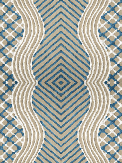 chenille stripe wallpaper chris benz blue on taupe