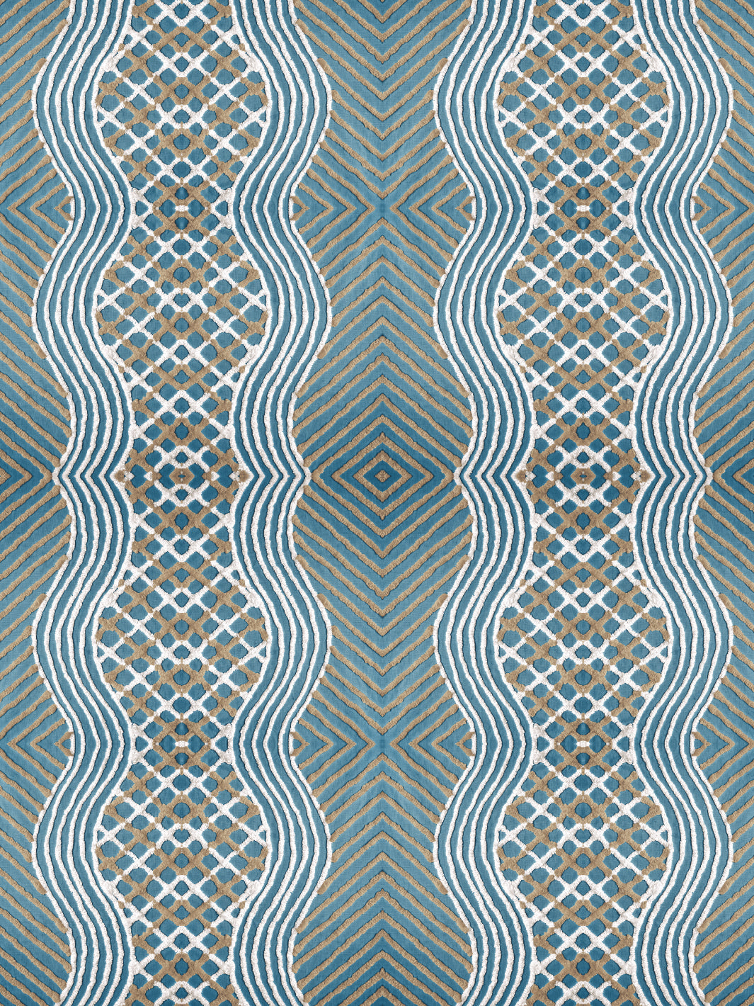 'Chenille Stripe' Wallpaper by Chris Benz - Deep Blue