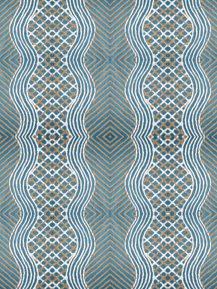 'Chenille Stripe' Wallpaper by Chris Benz - Deep Blue