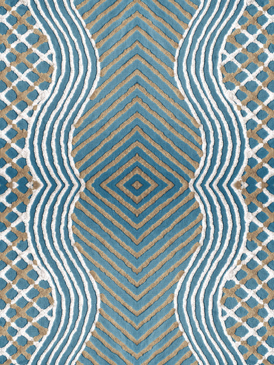 'Chenille Stripe' Wallpaper by Chris Benz - Deep Blue