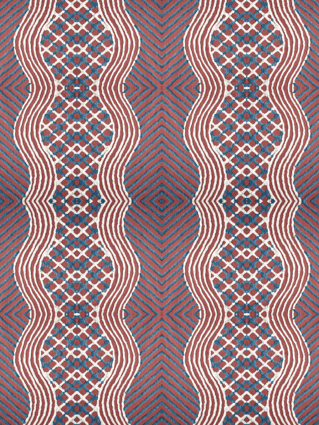 'Chenille Stripe' Wallpaper by Chris Benz - Red White + Blue