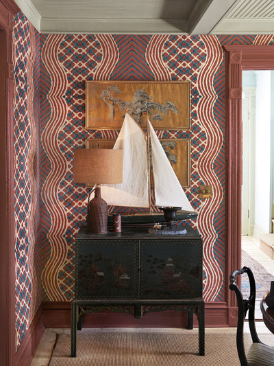 chenille stripe wallpaper chris benz red white blue