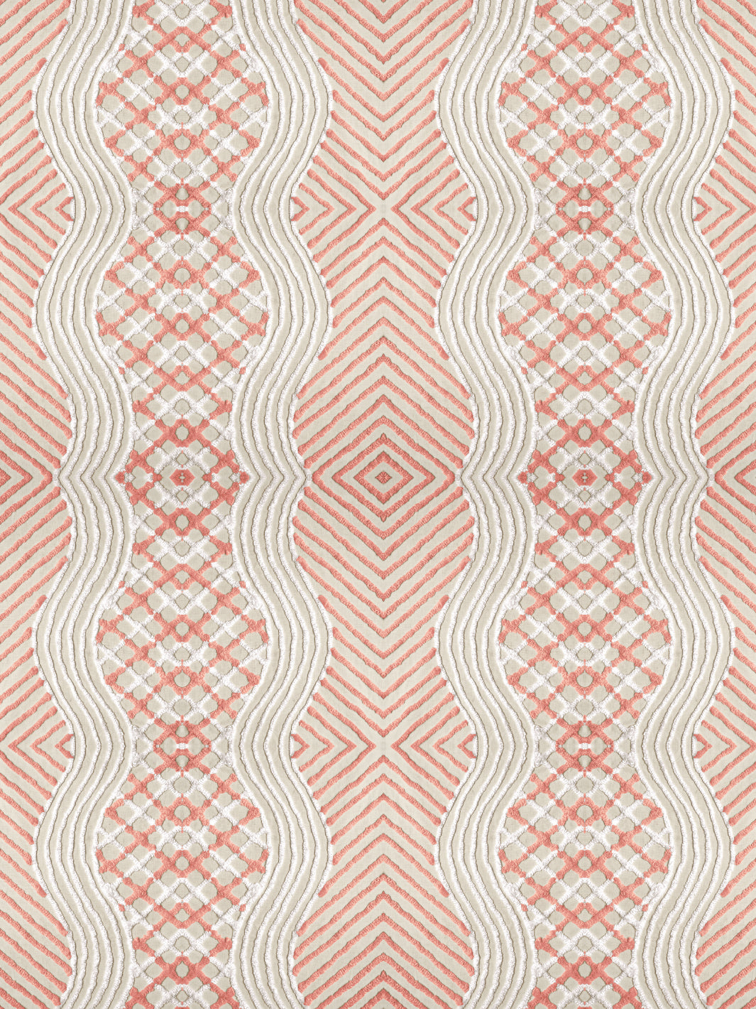 'Chenille Stripe' Wallpaper by Chris Benz - Salmon