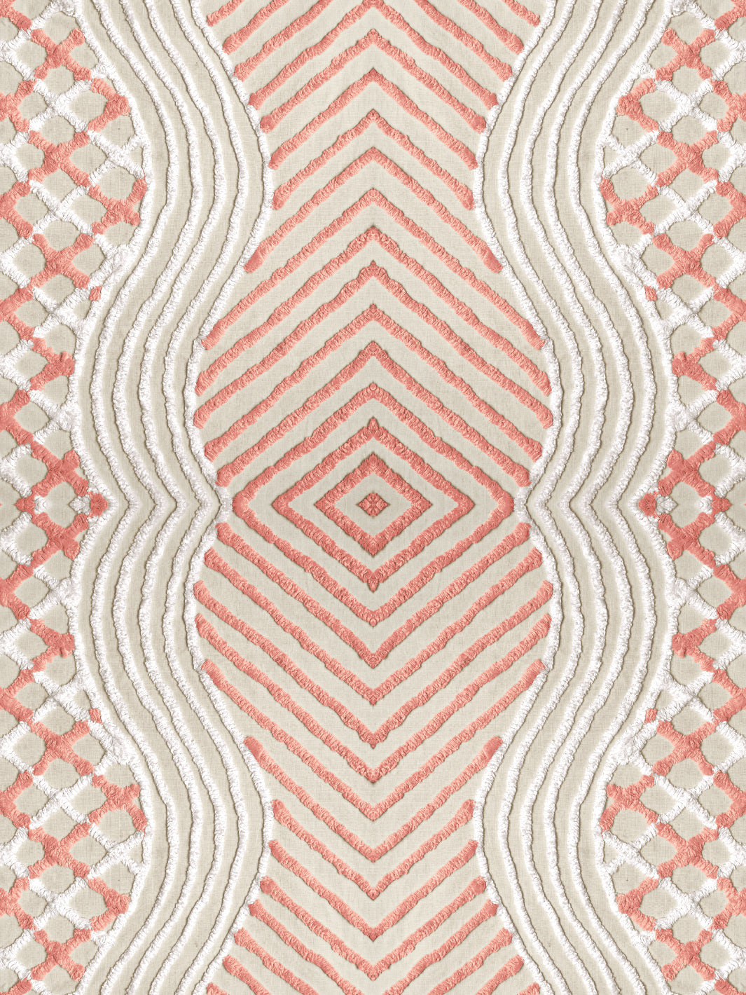 'Chenille Stripe' Wallpaper by Chris Benz - Salmon