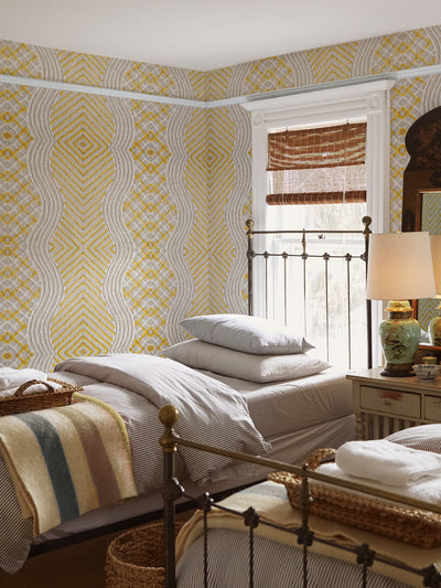 chenille stripe wallpaper chris benz yellow