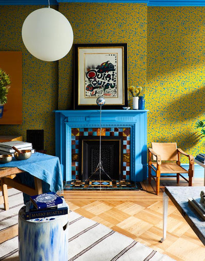 'Corner Deli' Wallpaper by Chris Benz - Yellow / Blue
