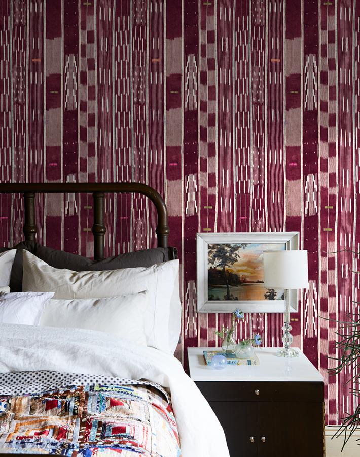 'Large Madison Stripe' Wallpaper by Chris Benz - Aubergine