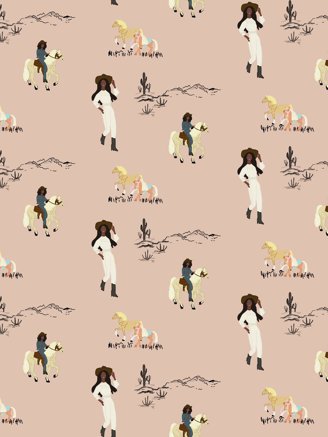'Christie™ On The Ranch' Wallpaper by Barbie™ - Clay