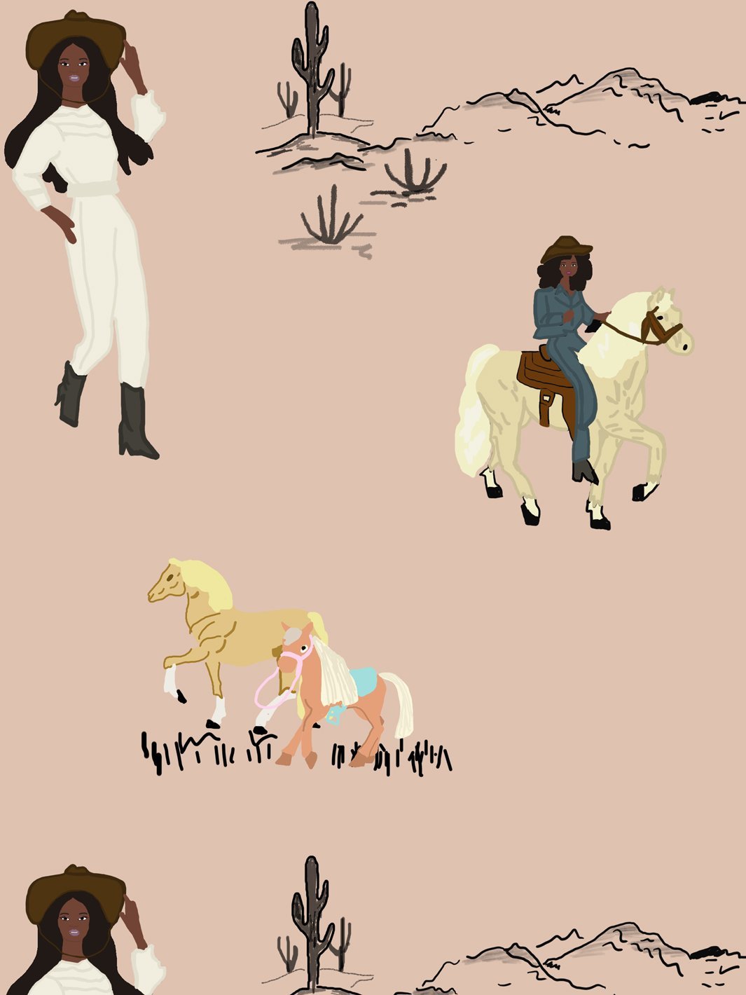 'Christie™ On The Ranch' Wallpaper by Barbie™ - Clay