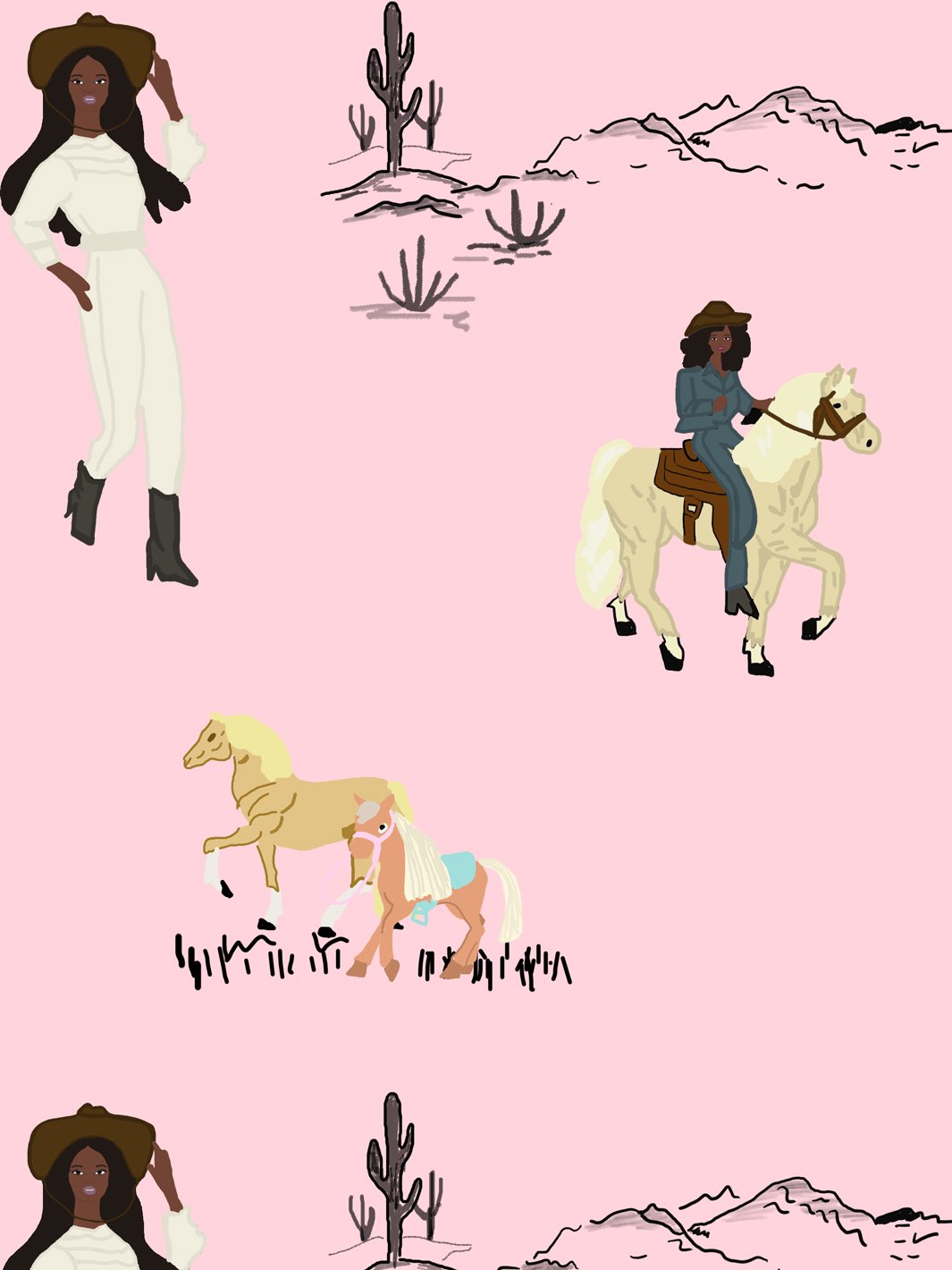 'Christie™ On The Ranch' Wallpaper by Barbie™ - Pink