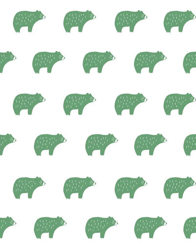 'Chubby Bear' Wallpaper by Tea Collection - Aloe