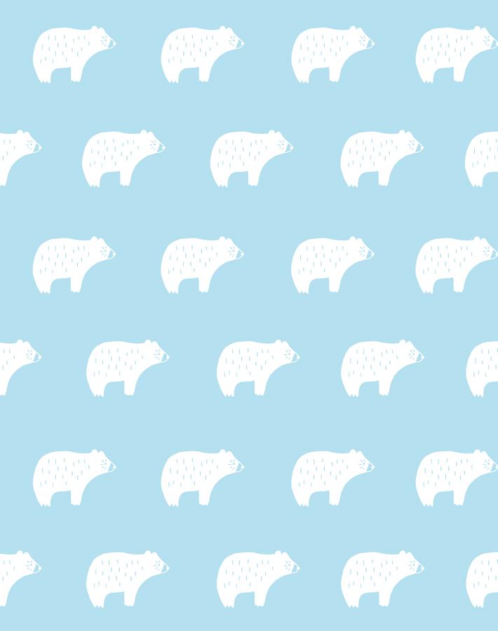 'Chubby Bear' Wallpaper by Tea Collection - Baby Blue